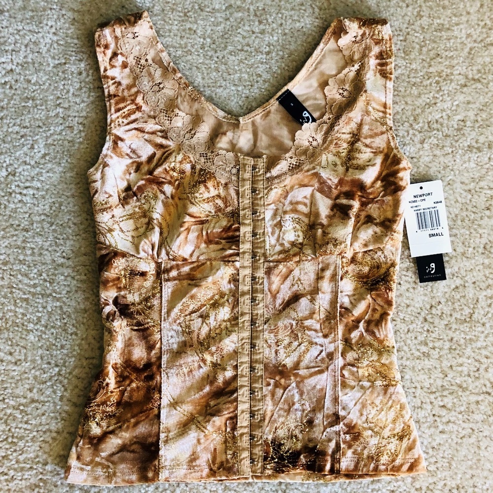 NWT Ing Gold Metallic Dressy Tank Top Size Small